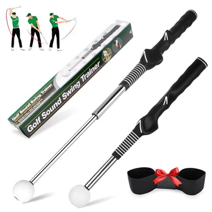 Retractable Golf Swing Training Aid, Golf Grip Trainer for Swing Tempo & Chipping Practice, Right-Handed Golf Swing Trainer with Arm Band for Beginners, Indoor Outdoor Practice