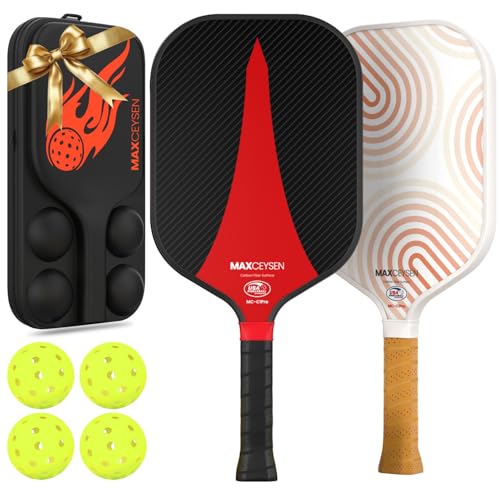 Pickleball Paddles T700 Carbon Fiber Surface Paddle USAPA Approved 16MM High Performance Lightweight Racket with Wide Face Long Grip for Men Women Beginner Starters Partners Couples - color: Set of 2-Black+White