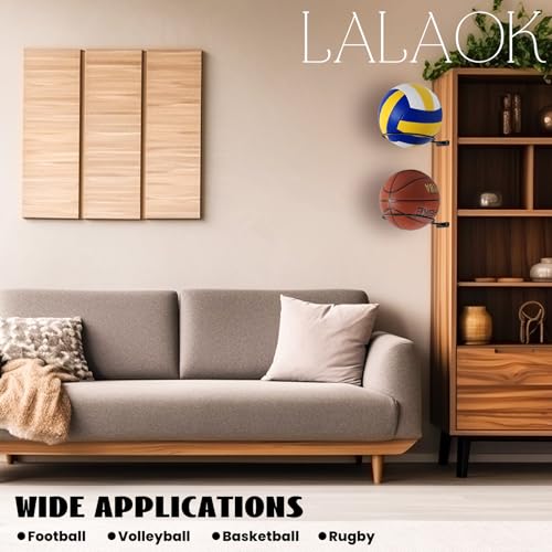 LALAOKS Basketball Holder Wall Mount for Basketball, Soccer Ball, Volleyball, Football, Rugby - size: 6in/30Pack