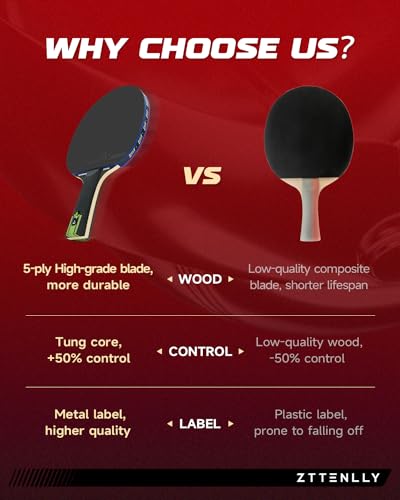 Ping Pong Paddle with Carbon Technology | Performance-Series,7-ply Finest Blade, Expert Speed/Edge/Balance, Thicker Protector Case | Table Tennis Racket for Professional - color: 1-Pack, style: Control