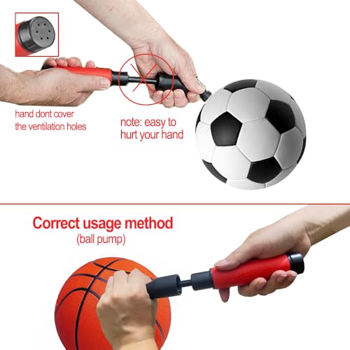 Portable Ball Pump with 5 Needles - Push-Pull Inflation System Ball Air Pump - Designed for Inflating Balls - Basketball, Volleyball, Soccer and Rugby Balls.