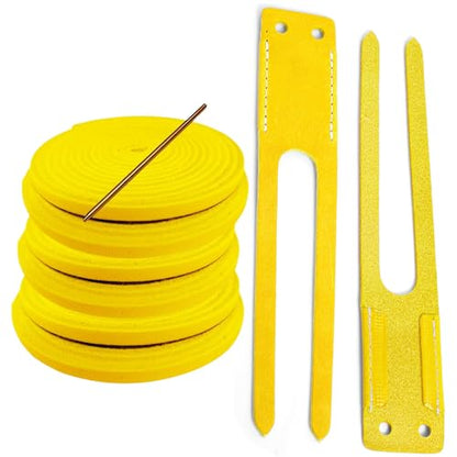 TOFL Baseball Glove Lace Kit | 6 Leather Laces, Lacing Needle, Thumb & Pinky Straps | Heavy Duty Baseball Glove Relacing Kit - color: Yellow