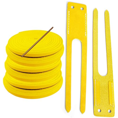 TOFL Baseball Glove Lace Kit | 6 Leather Laces, Lacing Needle, Thumb & Pinky Straps | Heavy Duty Baseball Glove Relacing Kit - color: Yellow