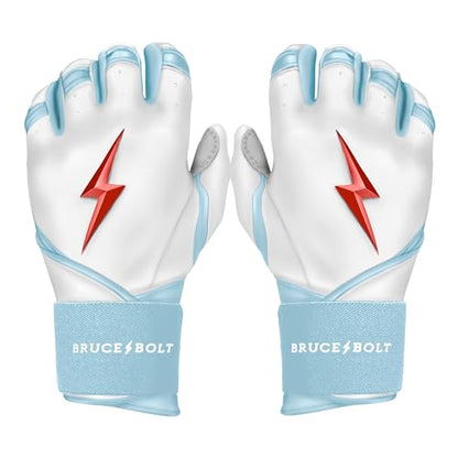 BRUCE BOLT Signature Series Long Cuff Batting Gloves - Pro-Athlete Collection - Adult & Youth Sizes - color: Happ/White, size: XX-Large