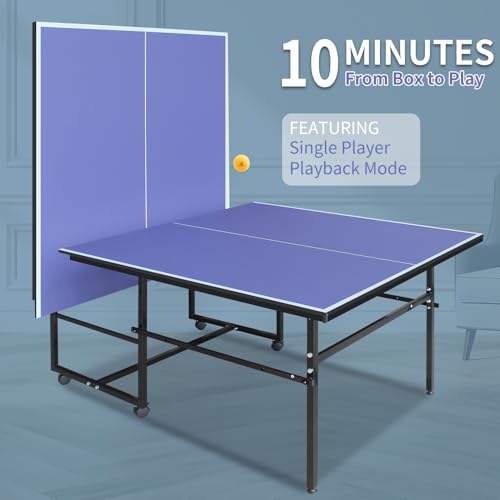 Ping Pong Table Foldable & Portable 6/8/9FT Table Tennis Table Set for Indoor & Outdoor Games with Net & Post, 2 Table Tennis Paddles and 3 Balls