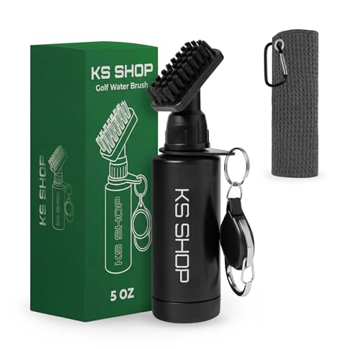 Golf Club Brush Cleaner - Water Bottle 7.5 Inches Holds 4 Ounces of Water - 45cm Retractable Clip - Club Cleaner - Essentials Golf Accessories for Men and Women