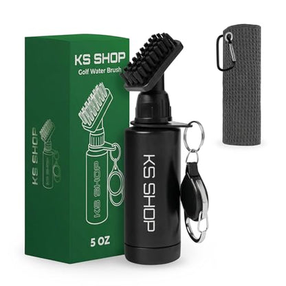 Golf Club Brush Cleaner - Water Bottle 7.5 Inches Holds 4 Ounces of Water - 45cm Retractable Clip - Club Cleaner - Essentials Golf Accessories for Men and Women