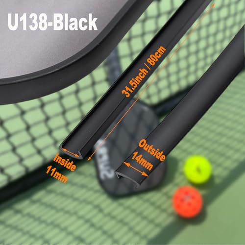 2PCS Pickleball Paddle Edge Guard, 31 Inches Long, Protect Paddle Surface, Adding Weight Enhance Control Change The Look, DIY Replacement Edge Strips - color: U138 Black-Outside14mm & Inside 11mm, size: U138 Black-Outside14mm & Inside 11mm