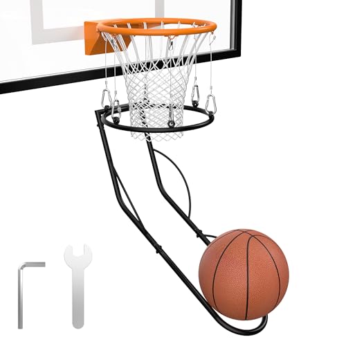 Basketball Return Attachment, Sturdy Metal Basket Ball Return Training Aid, Ideal for Single-Person Outdoor or Indoor Basketball Shooting Training