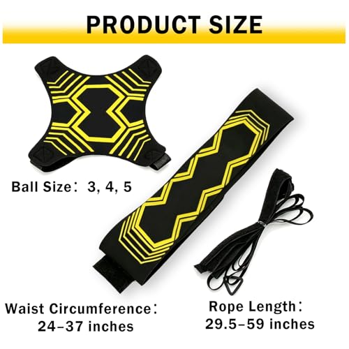 Soccer Kick Trainer with Adjustable Waist Belt, Solo Soccer Training Equipment for Kids and Adults, Kick Back Practice for Dribbling Passing Shooting, Fits Ball Sizes 3 4 5