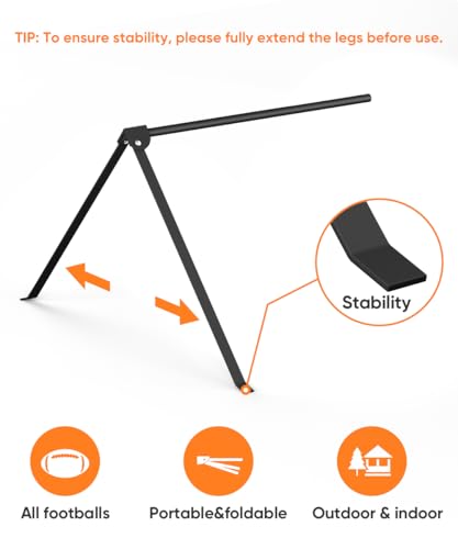Football Kicking Tee Stand, Portable Field Goal Kicking Holder for Adult & Youth, Pro Metal Place Kickoff Training Practice Stand Equipment Compatible with All Ball Sizes, Black, 1 Pack