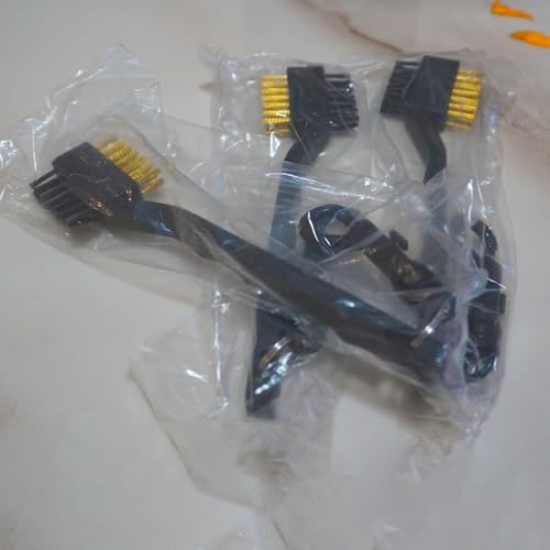 Pack of 3 Golf Club Brush and Club Groove Cleaner Set with Double Sided Brass and Nylon Bristle, Easily Attaches to Golf Bag