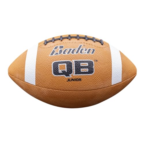Baden QB Rubber Football | Molded Rubber Cover and Laces Holds up to Tough Conditions | Ideal for Backyard Play, Camps & Leagues | Brown | Pee-Wee, Junior, Youth, Official Sizes - size: Junior Size 6, style: 6-Pack