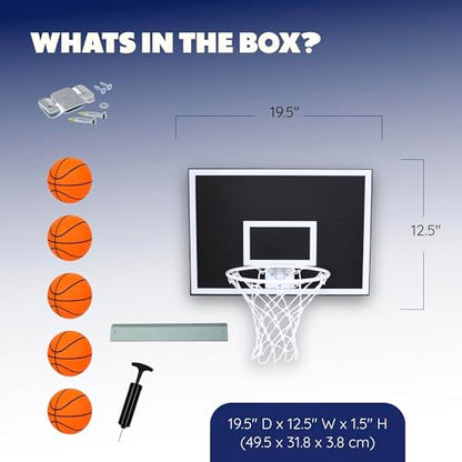 CALIKIWIPROS Mini Basketball Hoop Set Pro League Decorative Solid Wood Wall Mount, Includes 9’ Hoop & 5 mini Basketballs, Classic Look with Colors Matching Some pro Teams. - style: Pro Jr Black white