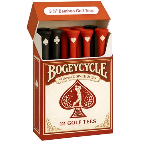 Funny Golf Tees | Golf Accessories for Men | Top Golf Gifts for Men & Unique Golf Gifts for Golfers | Premium Golf Stuff & Golf Bag Accessories | Wooden Bamboo Tees - color: Bogeycycle Red