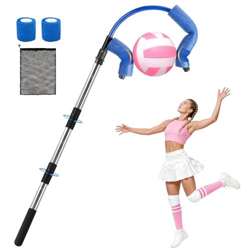 Caulimo Volleyball Spike Trainer (No Ball Included): Adjustable Volleyball Training Equipment - Volleyball Hitting Trainer with Anti-Slip Foam Head for Indoor & Outdoor Practice - color: Blue, size: V001