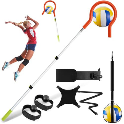 Silipull 4 Pcs Volleyball Spike Trainer Set Volleyball Training Equipment Solo Serve Volleyball Attack Trainer Volleyball Rebounder for Beginners Practicing Serving Spiking Volleyball Gift (Orange)