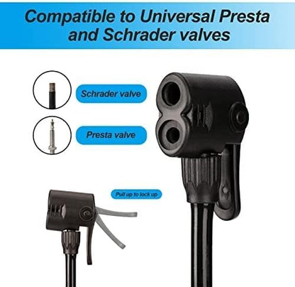 Portable Bike Pump - 160PSI High Pressure Bicycle Tire Pump for Presta & Schrader Valves - Hand Air Pump for Mountain/Road Bikes, Basketballs, Inflatables - Mini Bike Pump with Needle Included