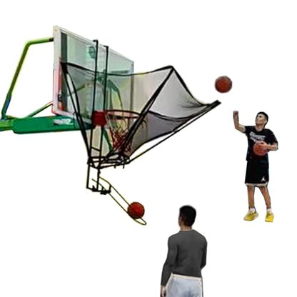 Basketball Shot Returner Basketball Shooting Trainer for Hoop, Indoor Outdoor Basketball Return System/Basketball Rebounder Shot Returner, Metal Returner Net Attachment