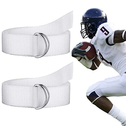 Web Football Belt 52 Inches Football Pants Belt D Ring Belts for Men Women Youth Boys Kids Girls - color: White