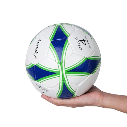 Aoneky Soccer Ball with Pump - color: 5 Pack with 1 Pump - White/Blue/Green, size: 4