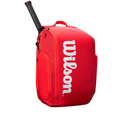 WILSON Super Tour Tennis Backpack - Red/White, Holds up to 2 Rackets