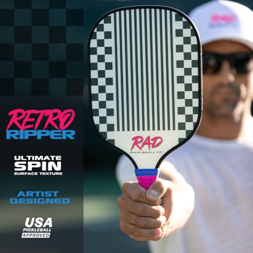 RAD Pickleball Paddle – USAPA Approved Pickleball Racket – Fiberglass Surface with Spin Grit Tech – Carbon Fiber Pickleball Paddle for Power & Control – Indoor & Outdoor - color: Hot Pink