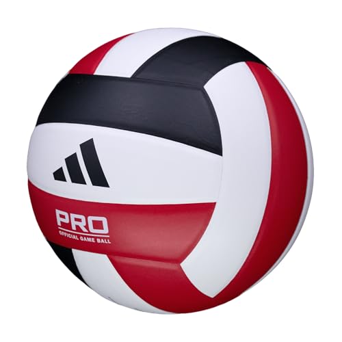 adidas | PRO | Hand Picked Leather Indoor Game Volleyball | NFHS Certified | Official Size - color: Red/White/Black