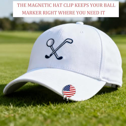 WIGERLON Golf Divot Tool and Ball Marker Set,Divot Repair Tool with Ball Marker(1pcs Divot Tool,2 Set Golf Hat Clip with Enamel Magnetic Ball Marker)