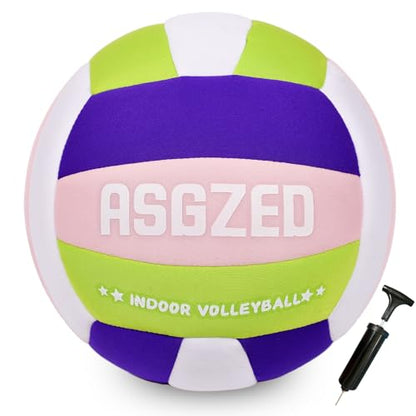 Soft Volleyball for Indoor Practice-Super Soft & Silent Fabric Indoor Volleyball Lightweight for Kids Youth Beginners, Perfect for House Yard Training Practice Games(Deflated,with Pump)