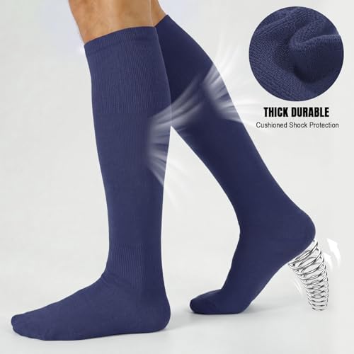 XZQTIVE Baseball Softball Socks and Baseball Softball Belt Combo Set Knee-High Soccer Socks for Kids Youth Adult - color: Navy, size: Kid