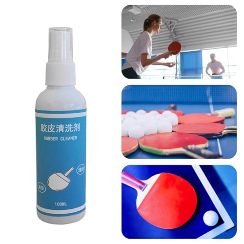 Pong Paddle Rubber Cleaner - 100ml Racket Care Agent with Sponge,Cleans Dust, Oil Stains, Sweat from The Rubber to Maintain Its Good Grip and Elasticity