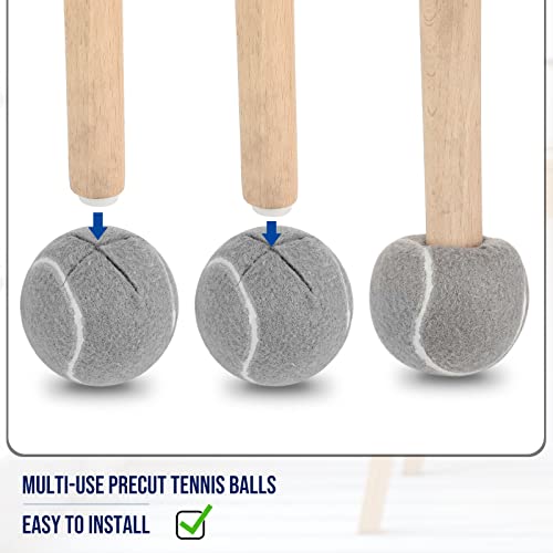Macarrie 40 Pieces Precut Tennis Balls for Chairs Tennis Ball Chairs Foot Covers for Furniture Leg Classroom Floor Protection Chair Desk Legs Coverings(Gray) - color: Grey