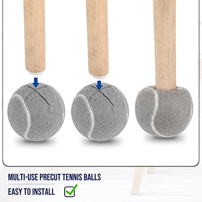 Macarrie 40 Pieces Precut Tennis Balls for Chairs Tennis Ball Chairs Foot Covers for Furniture Leg Classroom Floor Protection Chair Desk Legs Coverings(Gray) - color: Grey