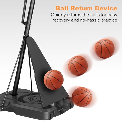 Portable Basketball Hoop, Outdoor 5-10FT Manual Crank/Hand Pull Adjustable Basketball Goal with 44 Inch PC Backboard & Wheels, Basket Ball Portable Hoops Backyard, Driveway (Hand Pull Handle)