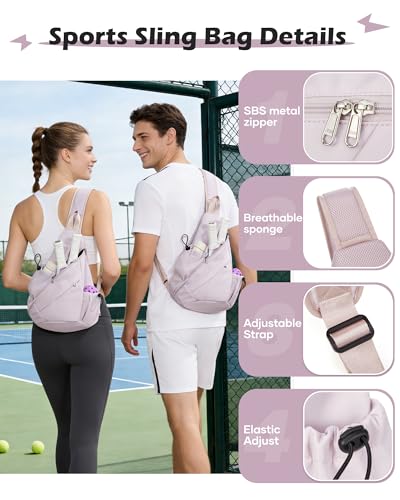 SEAFEW Sports Pickleball Bag, Waterproof Crossbody Backpack for Pickleball, Tennis, Racketball, and Travel for Men and Women, Purple - color: A1-purple