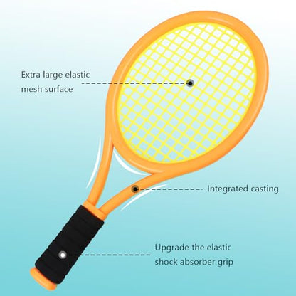 Kids Tennis Racket for Baby,Child and Kids Age 3~15,Toddler Tennis Racket Set Including 4 Shuttlecocks,2 Tennis Balls,2 Foam Balls and 1 Carrying Bag - color: Orange&Green