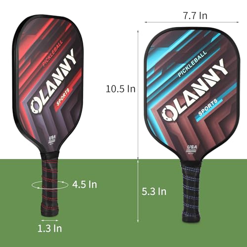 OLANNY Graphite Pickleball Paddles Set- Premium Rackets Fiber Face & Polymer Honeycomb Core Pickleball Set Includes Pickleball Paddles + Pickleball Balls+ Replacement Soft Grip + 1 Bag - color: Twill Pickleball Paddles 4 pack