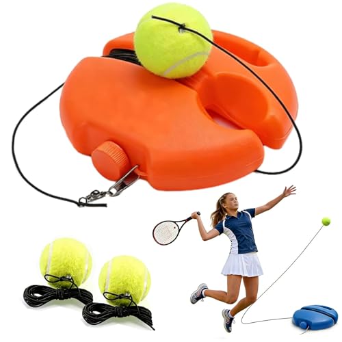 Solo Tennis Trainer Rebound Ball with String, Self Practice Training Kit with Water Injection Port, Blue, Includes 2-3 Balls and 157.5 Inch Rope, for Adults Kids and Beginners - color: Orange, size: With 2 Balls