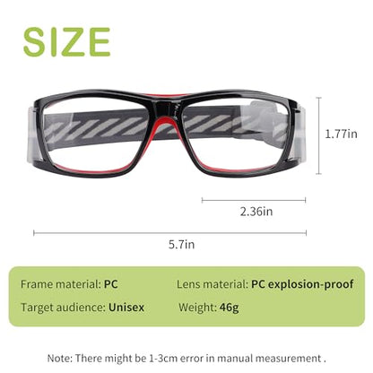 SooGree Sport Glasses for Men Women Basketball Football Sport Goggles Anti Fog Shock Collision Wearable Glasses - color: Black Frame Red Nose Pads