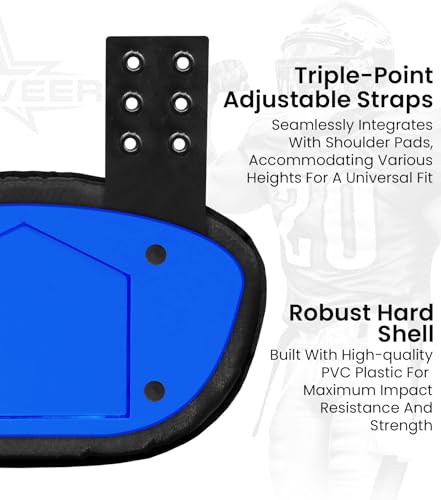 Football Backplate for Shoulder Pads with High Impact Padding, Adult & Youth Lower Backplate Football - color: Chrome Metallic Blue, size: Youth