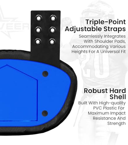 Football Backplate for Shoulder Pads with High Impact Padding, Adult & Youth Lower Backplate Football - color: Chrome Metallic Blue, size: Youth