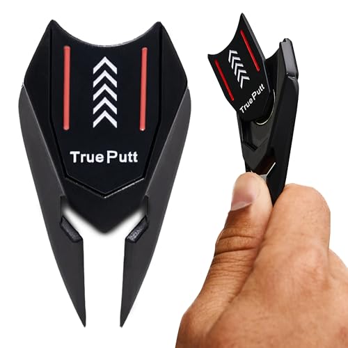 Ghost Golf Divot Tool - 5-in-1 Divot Repair Tool & Ball Marker Alignment Aid - Fix Pitch Marks on The Green - Club Rest & Groove Cleaner - Golf Equipment for Men & Women