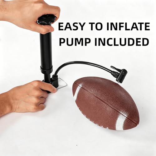 6 Pack 8.3" Inflatable Footballs with Pump and Kicking Tee,Rubber Junior Soft Small Toddler and Mini Footballs, Playground Balls for Kids - color: Brown