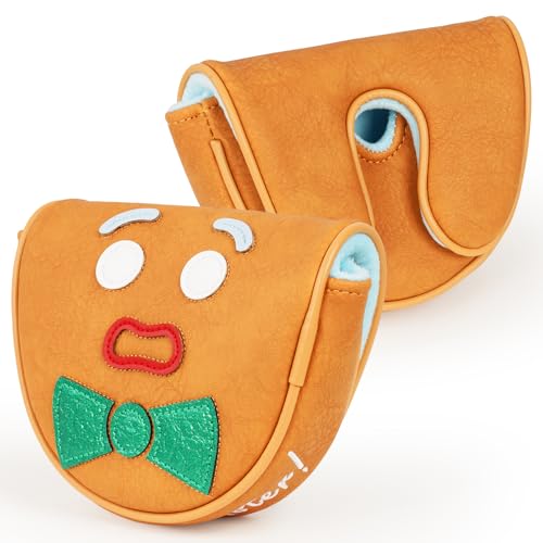 Funny Golf Club Head Cover Driver Headcover Fairway Wood Headcover Hybrid Club Head Cover Brown Monster Cookie - style: OZ1 Mallet Putter