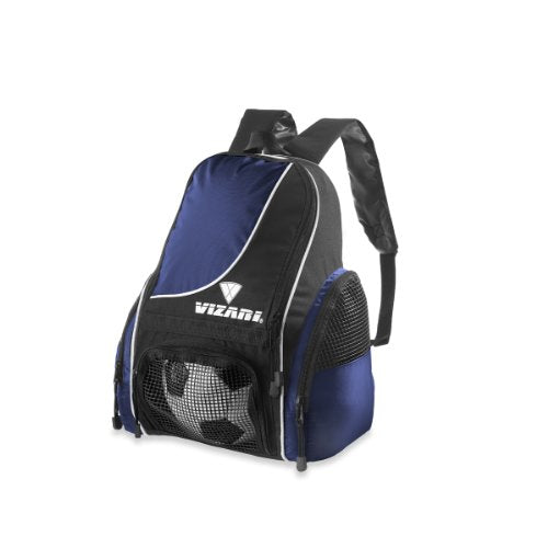 Vizari Solano Soccer Backpack With Ball Compartment and Vented Ball Pocket and Mesh Side Cargo Pockets for Adults and Teens - color: Navy