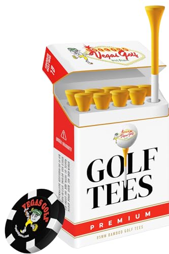 Vegas Golf Premium Golf Tees, White, Bamboo, 3.25 Inch, 10 Count with Poker Chip Ball Marker