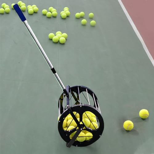 Tennis Ball Picker Platen Style Ball Retrievers Automatic Ball Hopper Basket Rolling Tennis Ball Collector for Training