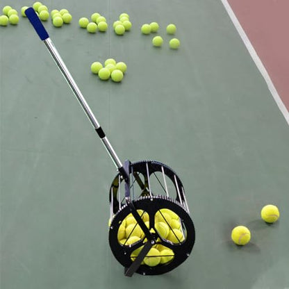 Tennis Ball Picker Platen Style Ball Retrievers Automatic Ball Hopper Basket Rolling Tennis Ball Collector for Training