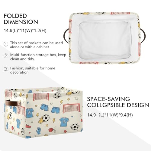 Soccer Gear Storage Baskets - Collapsible Canvas Bin for Home Organization, Decorative Fabric Box with Handles - size: 1 PCS